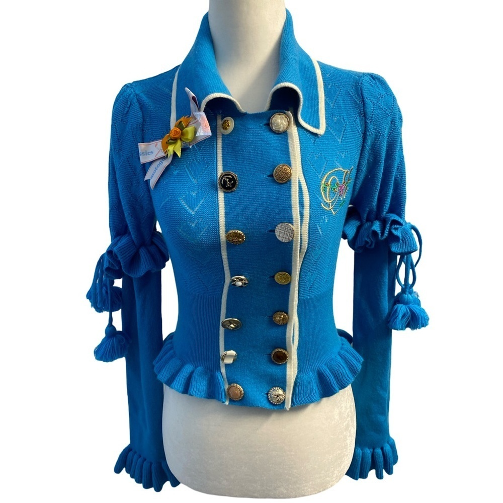 Motoguo The Majordomo Lake Blue Button Up Sweater Size XXS /XS